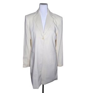 Vintage 90s Ice Cube by Michael Long Line Blazer Womens Size 6 Cream Off White